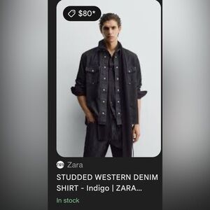 NWT Zara STUDDED WESTERN DENIM SHIRT